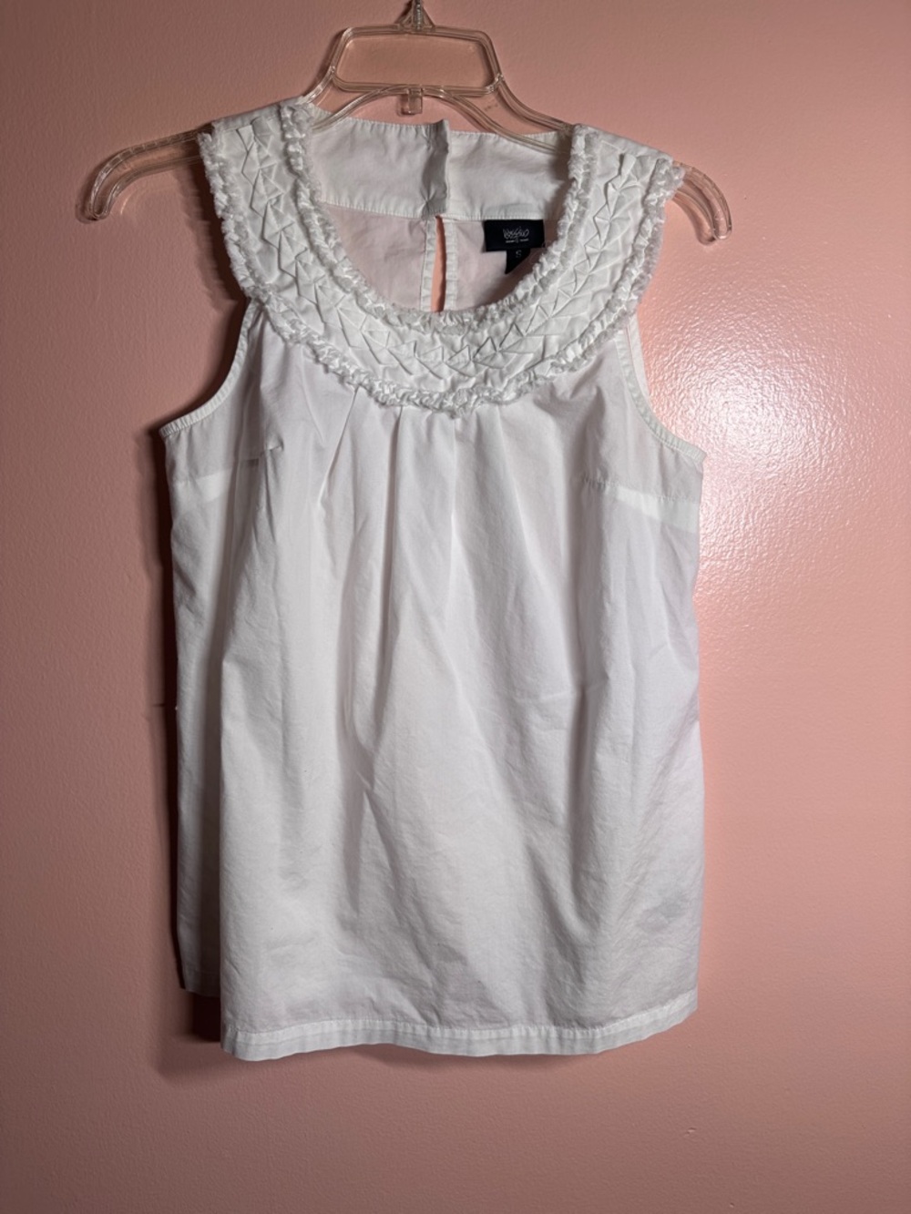 Y2K Mossimo Supply Co. Preppy Coquette White Cotton Tank Top Braided Collar